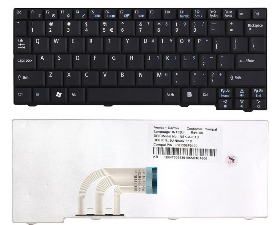 Клавиатура для ноутбука Acer Aspire One A110L / A110X / A150L / A150X / D250 / ZG5 - черная - keyboard